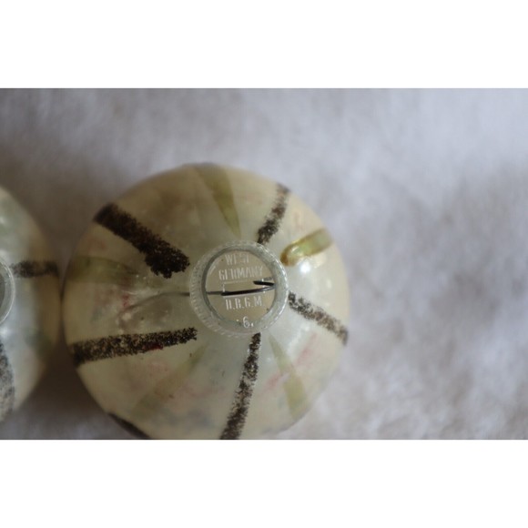 Lot 2 Vintage DBGM 2.5" Christmas Ornaments Striped Silver Glitter West Germany - Picture 9 of 11